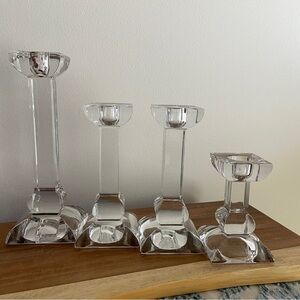 Vintage Villeroy & Boch solid Crystal Clear Candlestick Holder Set of 4 Pieces